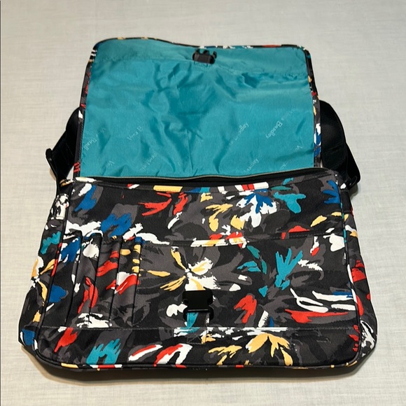 Vera Bradley Black and Red Crossbody Laptop Bag with Floral Design - Picture 2 of 8